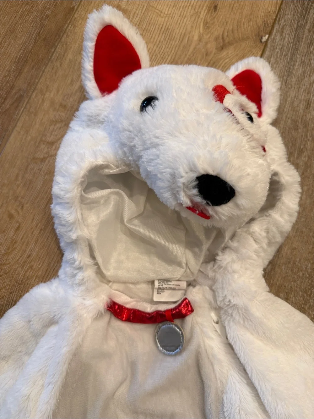 Bullseye Target Dog Baby Costume 18-24m white plush zip up onesie